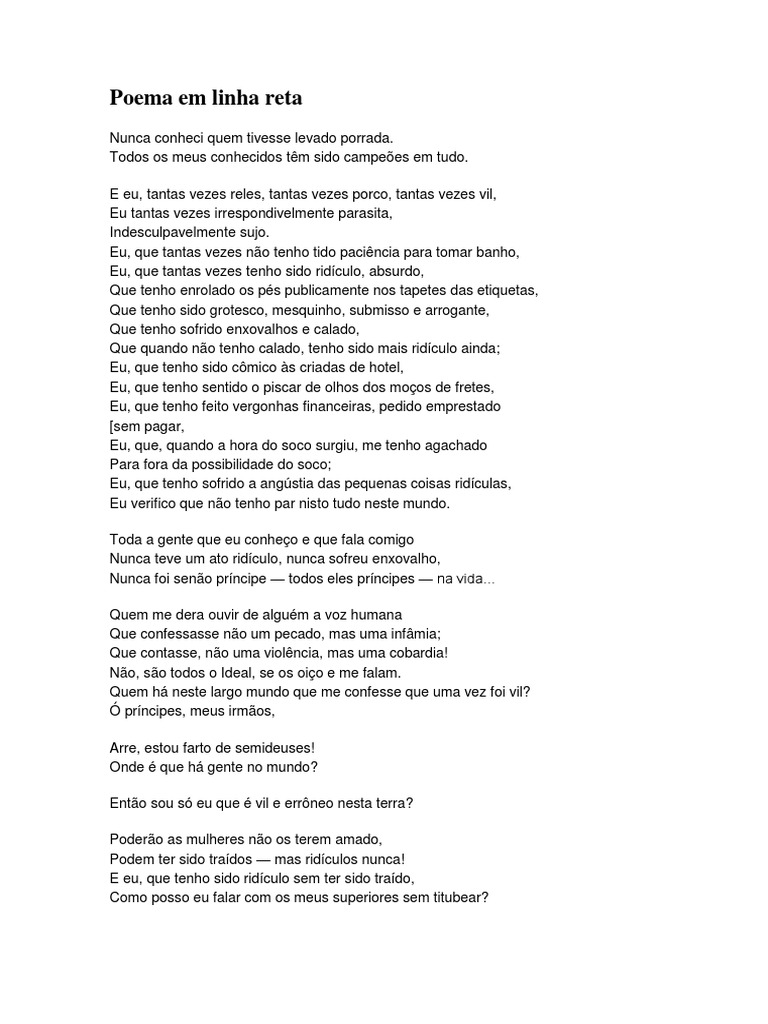 Poema em Linha Reta | PDF | Amor | Tempo