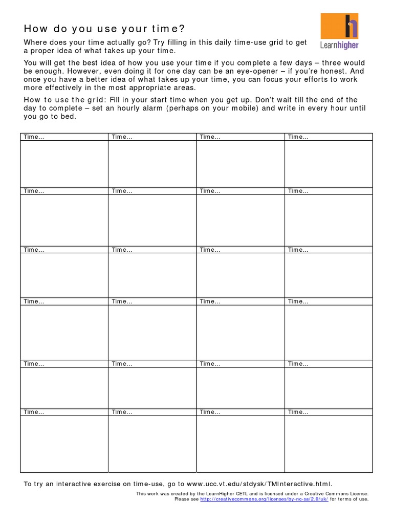 Daily Time-Use Tracking Guide | PDF | Career & Growth
