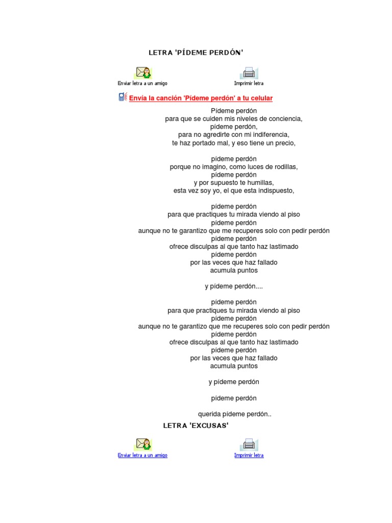 Letra | PDF | Perdón | Amor