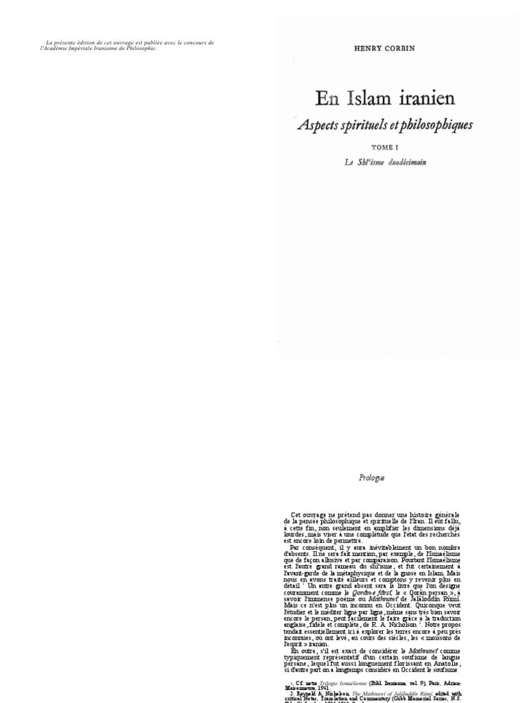 Corbin En Islam Iranien I ésotérisme Occidental Soufisme - 