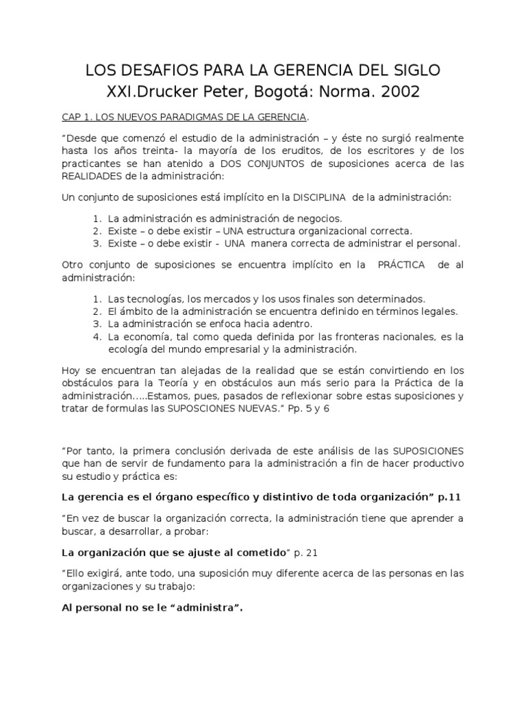Desafíos de la Gerencia en el Siglo XXI | PDF | Teoría | Información