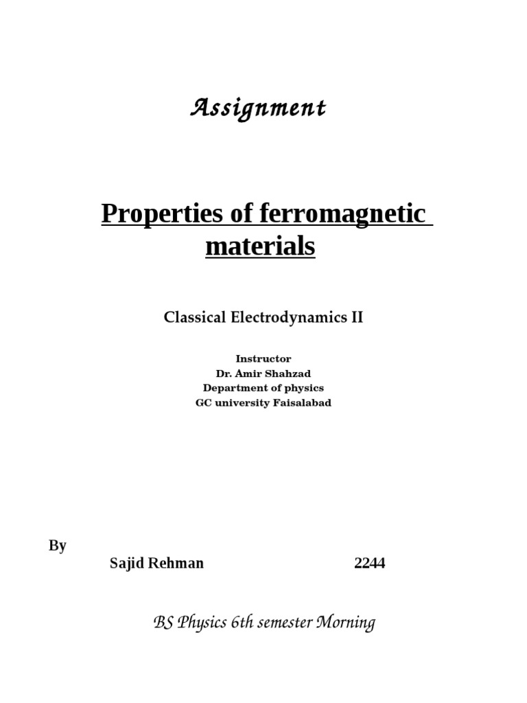 Properties of Ferromagnetic Materials | PDF | Ferromagnetism | Magnetism