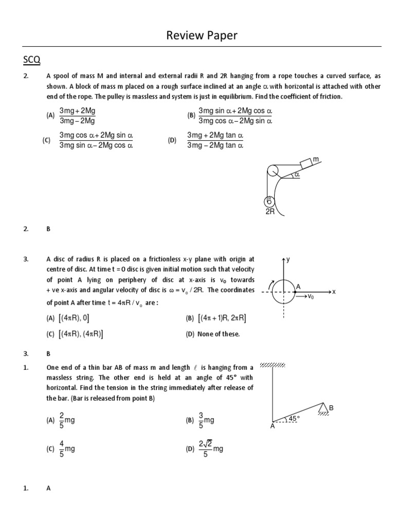 JEE Advanced 2016 Physics Solutions | PDF | Rotation Around A Fixed ...