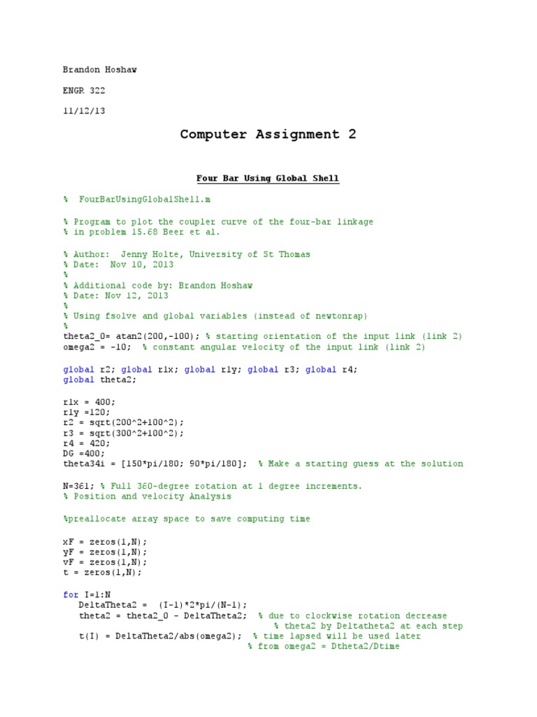 Linkage Code PDF Trigonometric Functions Geometry