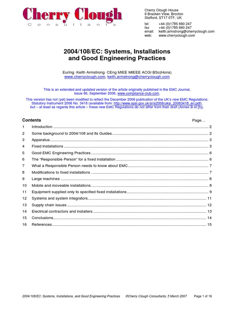 2004 108 EC System Installations and Good EMC Practices PDF | PDF ...