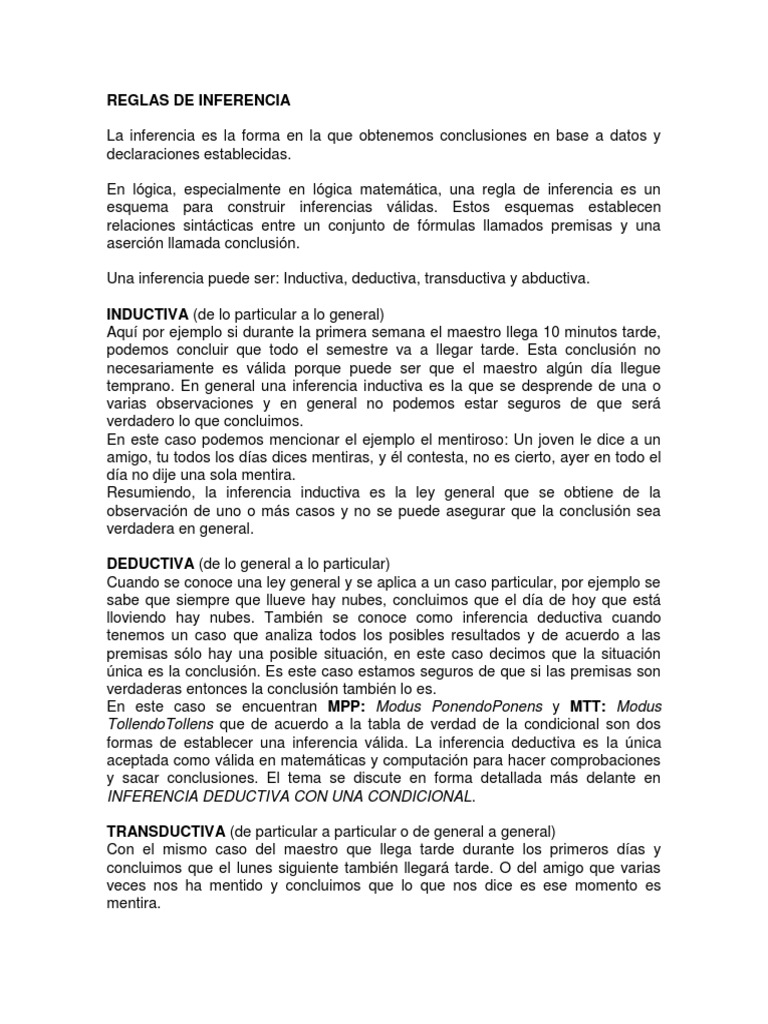 Reglas de Inferencia en Lógica | PDF | Metalogica | Sintaxis (Lógica)