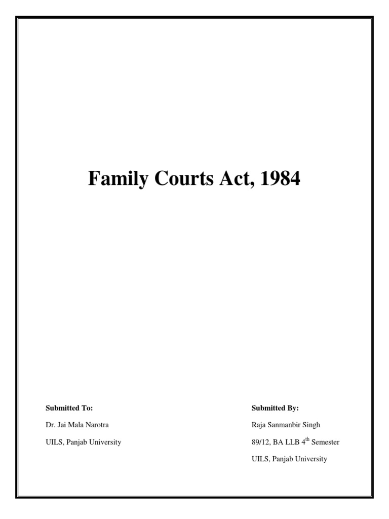 Family Courts Act, 1984 (Project) Family Court Divorce