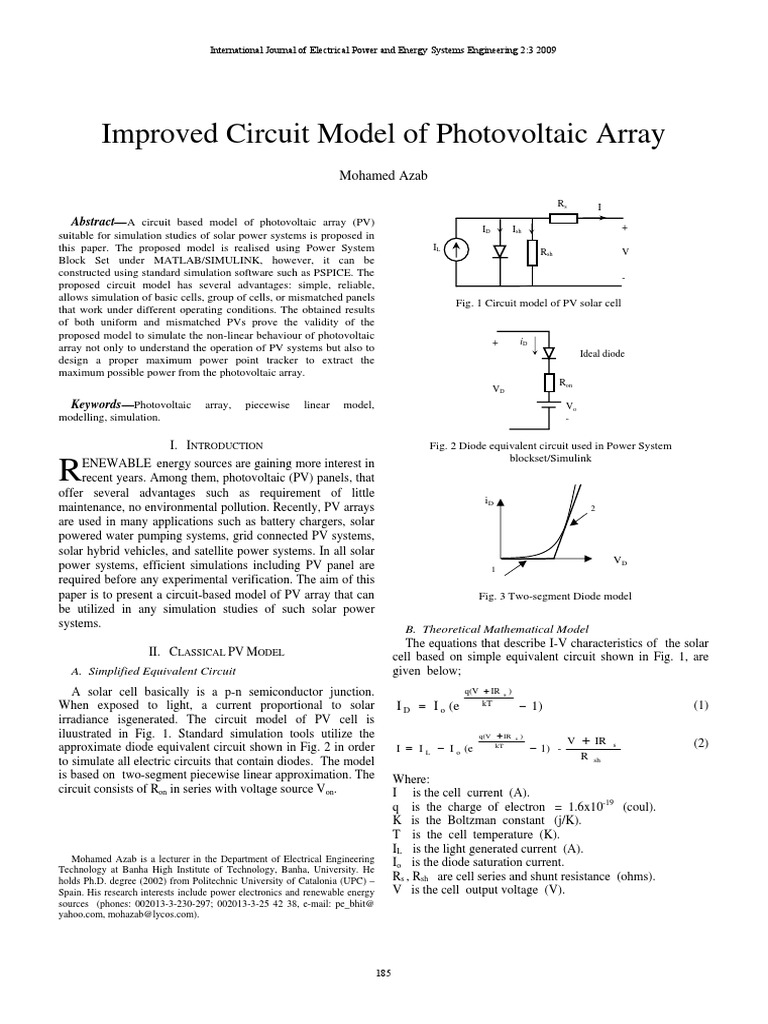 Circuit Model for Photovoltaic Arrays | PDF | Science & Mathematics ...