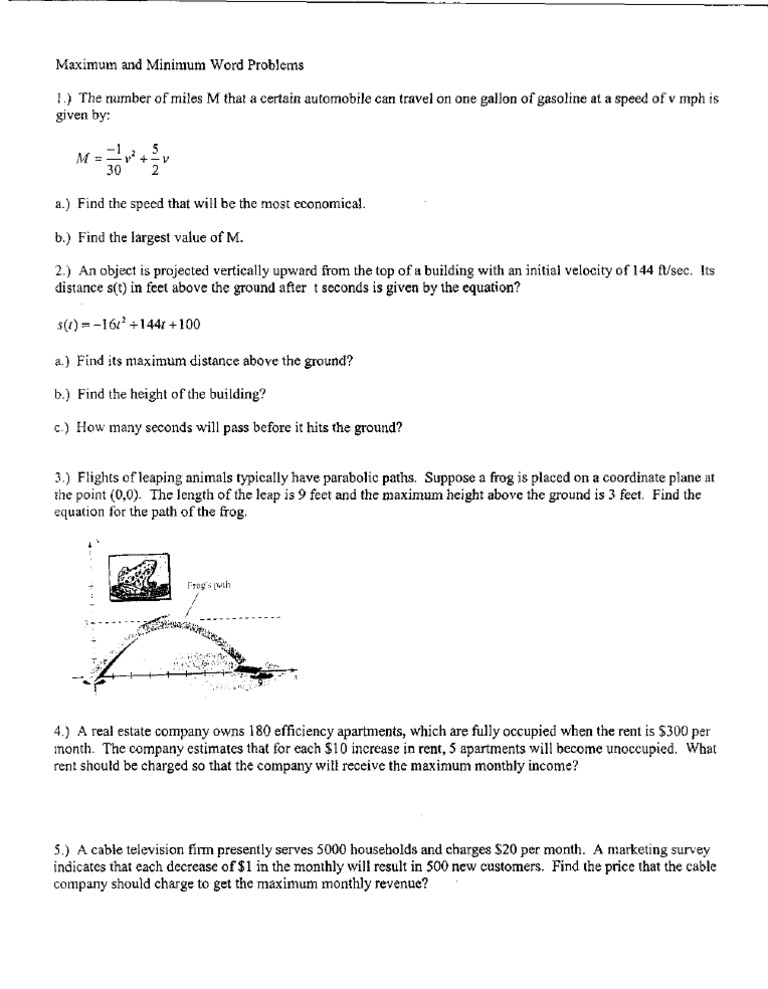Max Min Word Problems | PDF