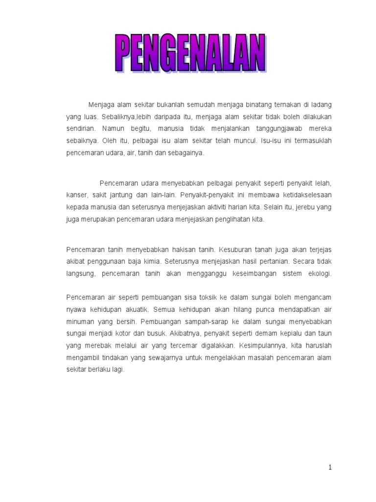 Kesan Aktiviti Manusia Terhadap Alam Sekitar