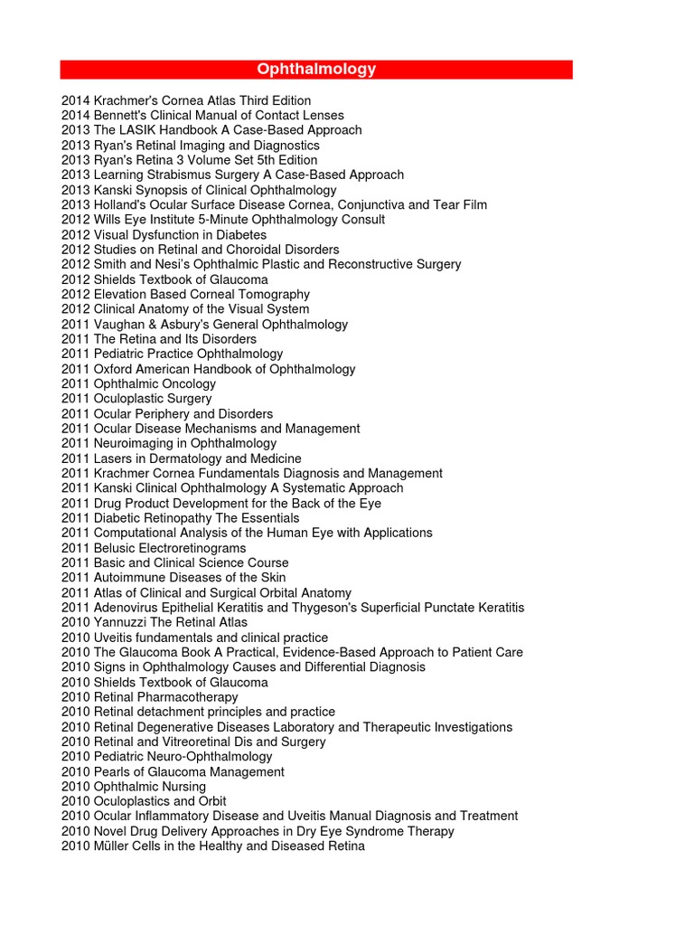 Ophthalmology Pdf Pdf Human Eye Ophthalmology