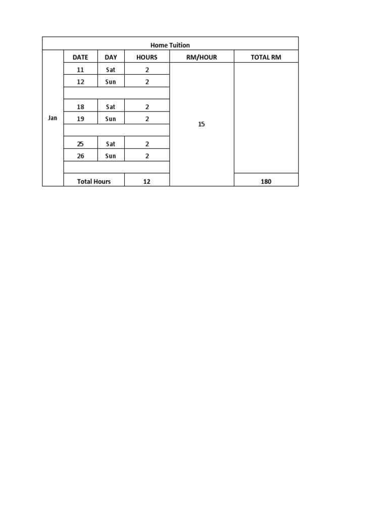 Home Tuition Schedule and Rates | PDF