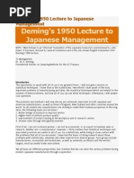 Deming's 1950 Lecture To Japanese Management