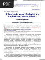 Mandel - A Teoria Do Valor-Trabalho e o Capitalismo Monopolista