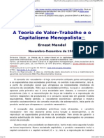 Mandel - A Teoria Do Valor-Trabalho e o Capitalismo Monopolista