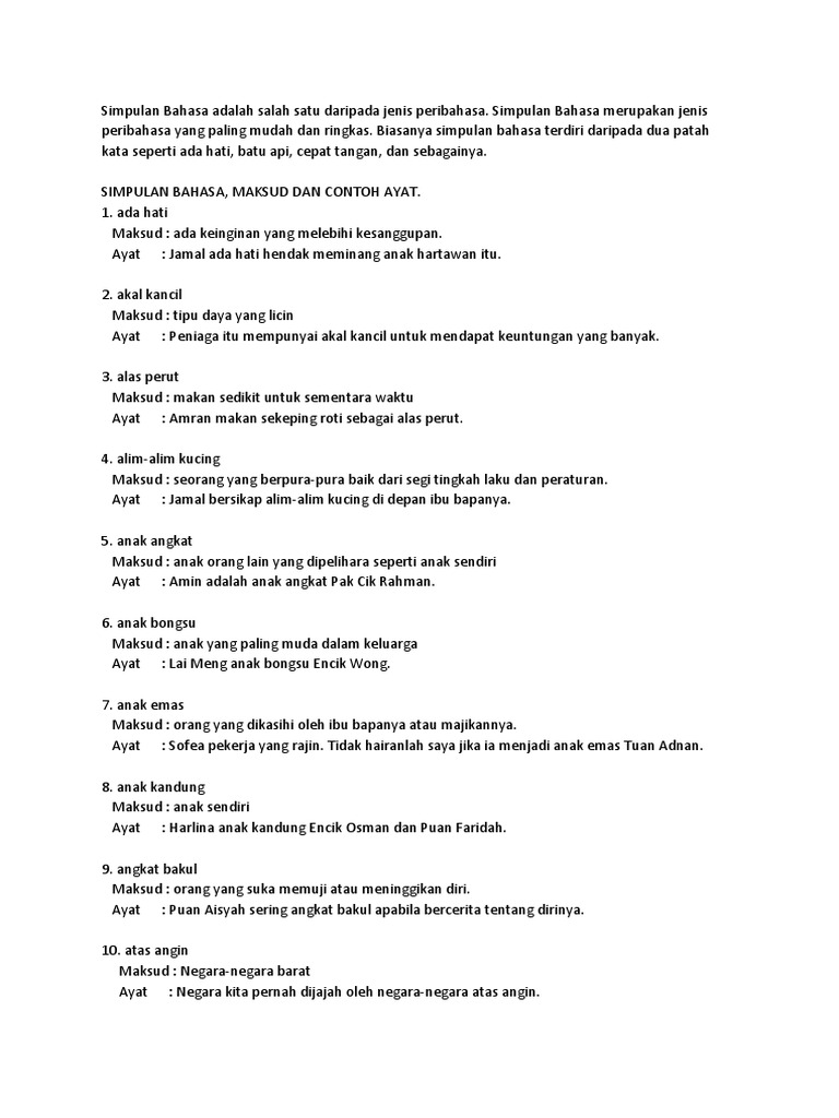 Simpulan Bahasa