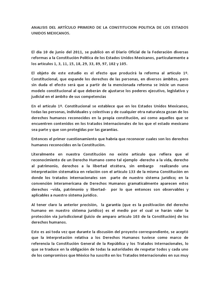 Reforma Articulo 1 | PDF | Constitución | Derechos humanos