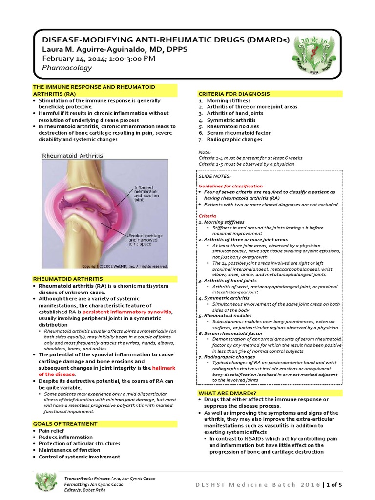 Disease Modifying AntiRheumatic Drugs Rheumatoid