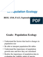15 Population Ecology: BIOL 1510, FA13, September 23, 2013
