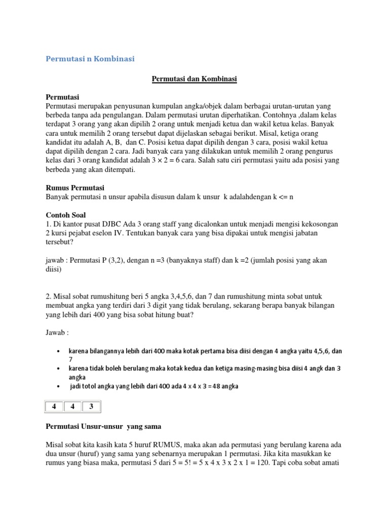 Contoh Soal Kombinasi