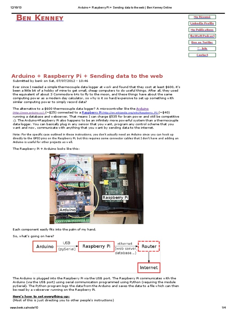 Arduino + Raspberry Pi + Sending Data To The Web | PDF | Raspberry Pi | Usb