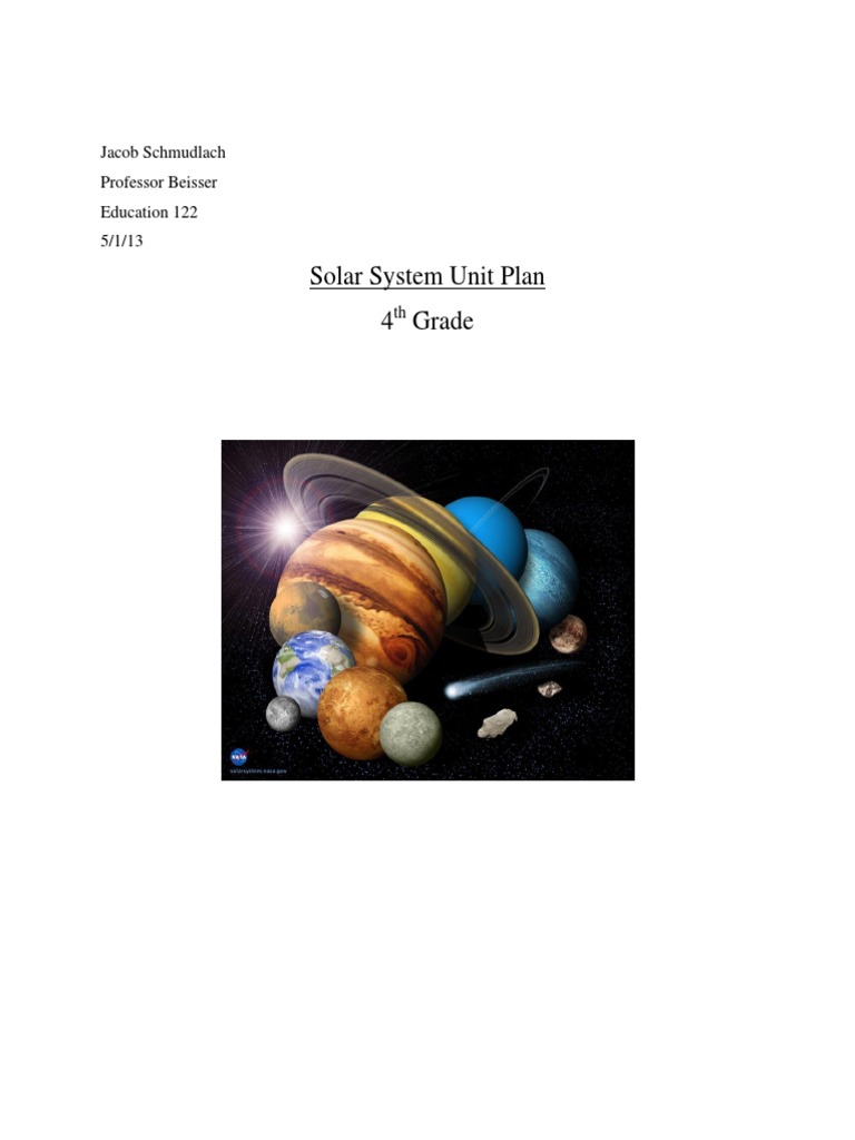 4th Grade Solar System Unit Plan | PDF | Lesson Plan | Solar System