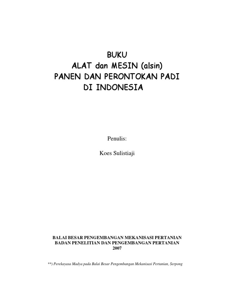 Buku Alat Dan Mesin Panen Padi Di Indonesia