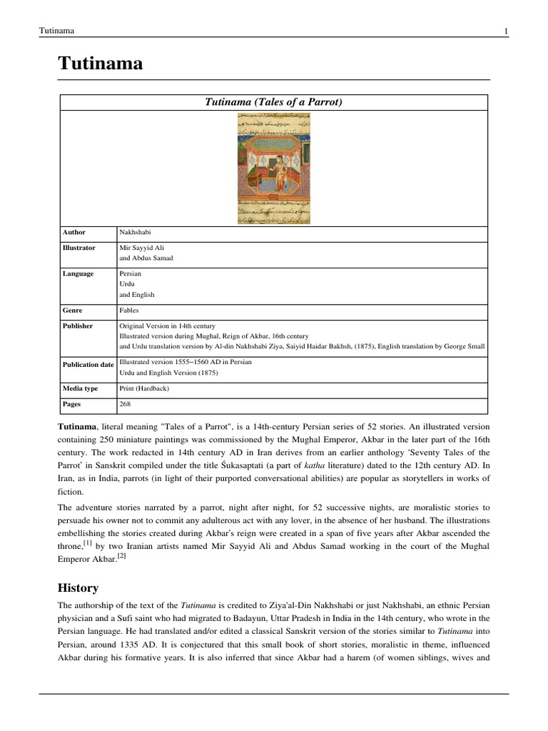 Tutinama | PDF | Timurid Dynasty | Mughal Empire