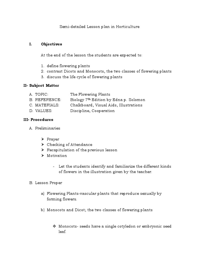 Lesson Plan: Flowering Plants Overview | PDF