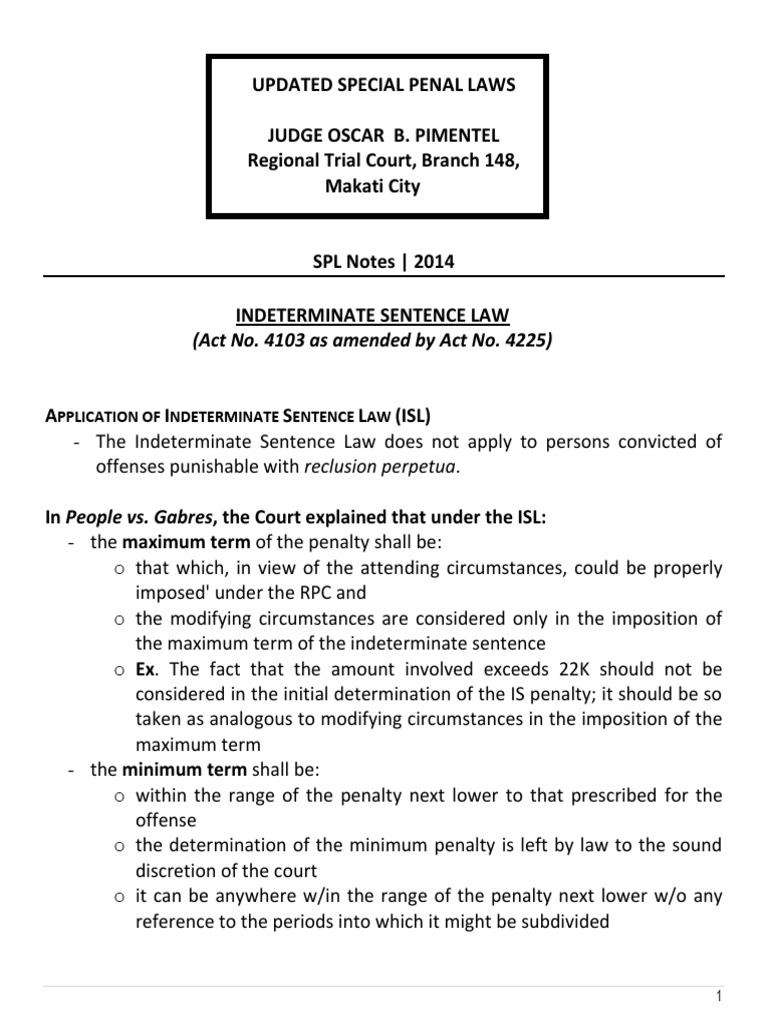 SPECIAL PENAL LAW Probation Crimes