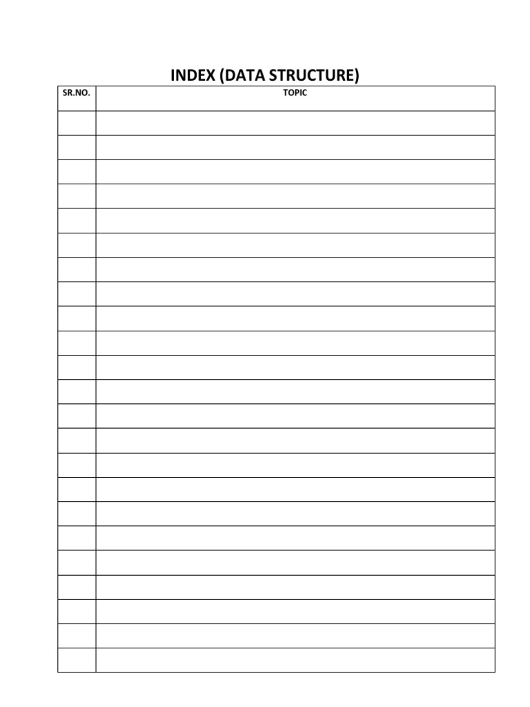 Index (Data Structure) : SR - NO. Topic | PDF