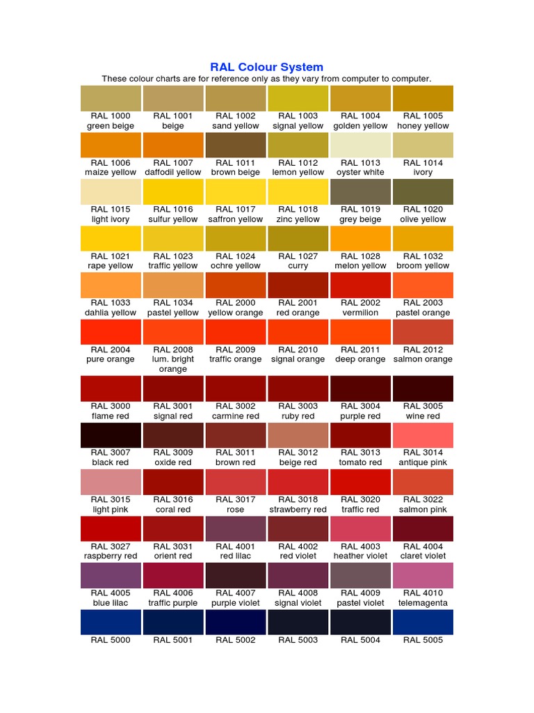 RAL and BS4800 Colour Codes Guide | PDF | Blue | Green