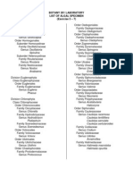 Botany 201 Laboratory List of Algal Specimen (Exercise 5 - 7)