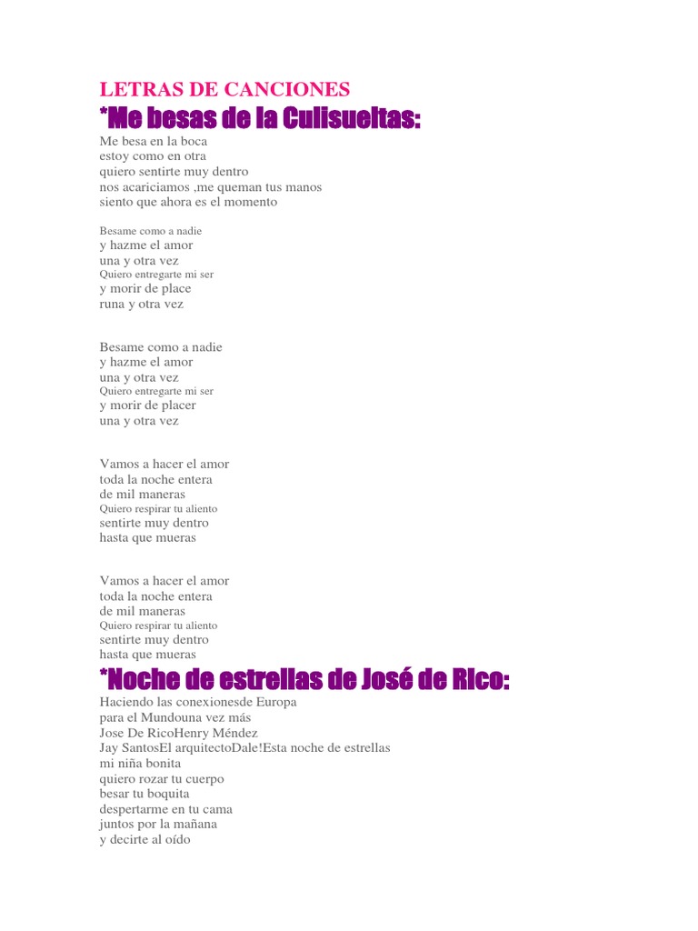 Letras de Canciones | PDF