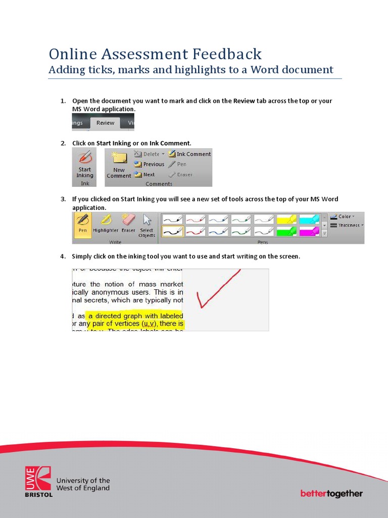 Using The Word Inking Tools | PDF