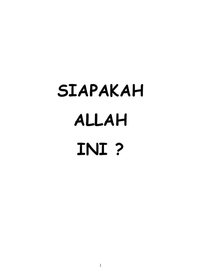 Siapakah Allah Ini Who Is This Allah PDF