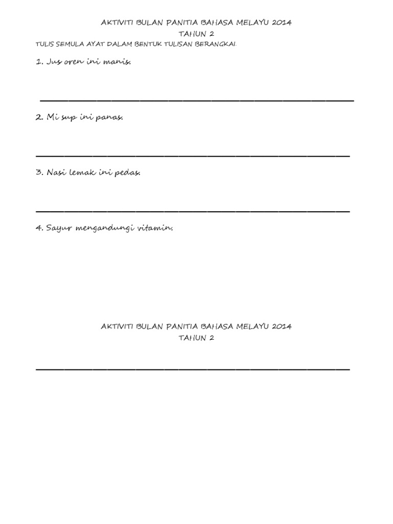 Tulis Semula Ayat Dalam Bentuk Tulisan Berangkai Pdf