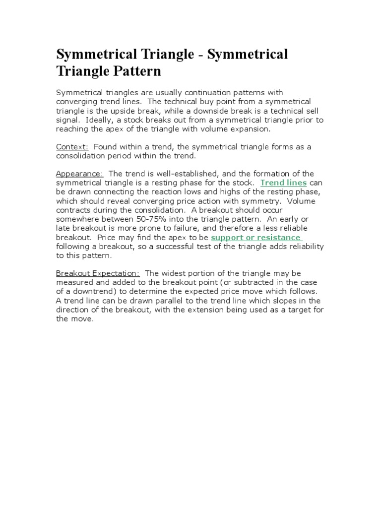 Symmetrical Triangle Pattern Guide | PDF | Business | Finance & Money ...