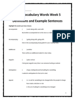 Vocabulary Definitions Week 5