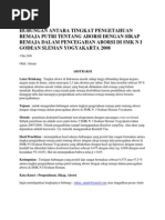 Download Hubungan Antara Tingkat Pengetahuan Remaja Putri Tentang Aborsi Dengan Sikap Remaja Dalam Pencegahan Aborsi Di Smk n i Godean Sleman Yogyakarta by Nurse Halida Akbar SN209803619 doc pdf