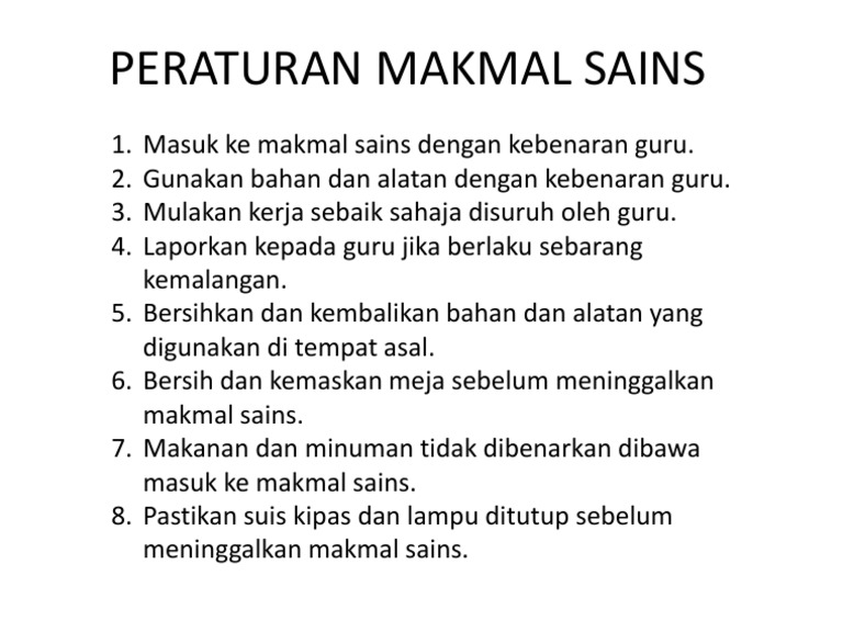 Peraturan Makmal Sains Pdf