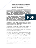 Puntos Principales Del Discurso de Apertura de Sesiones Ordinarias