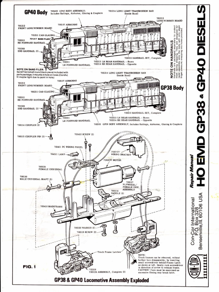 GP38 & GP40 Locomotive Parts Guide | PDF
