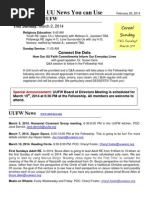 UU News You Can Use: This Sunday at UUFW