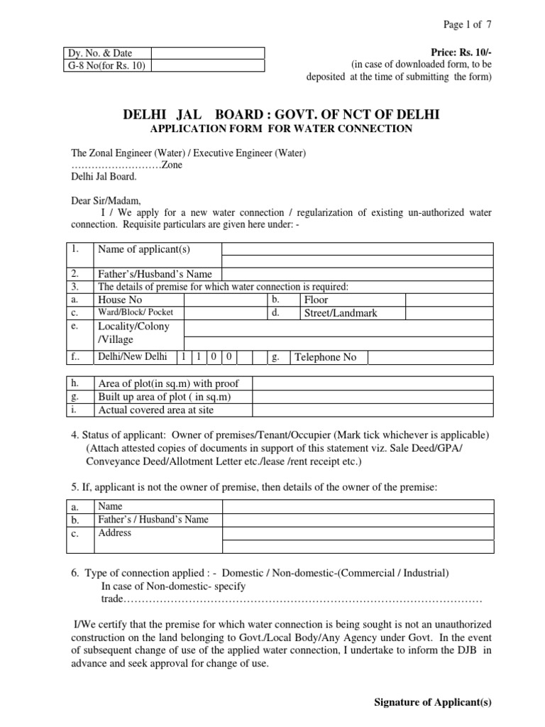Djb Water Form Plumbing Common Law
