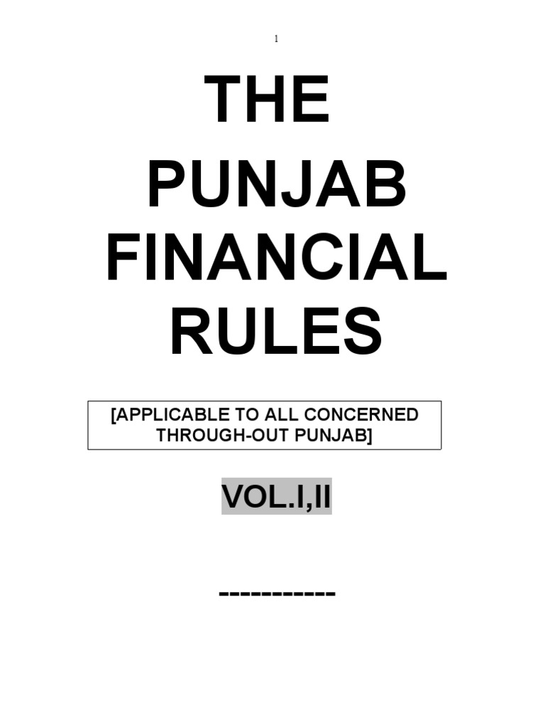Punjab Financial Rules (PFR) Volume1 PDF Cheque Payments