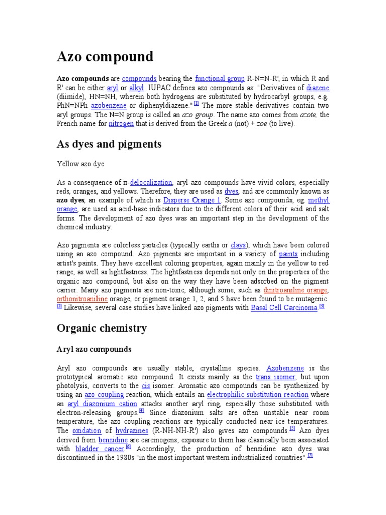Azo compound As dyes and pigments