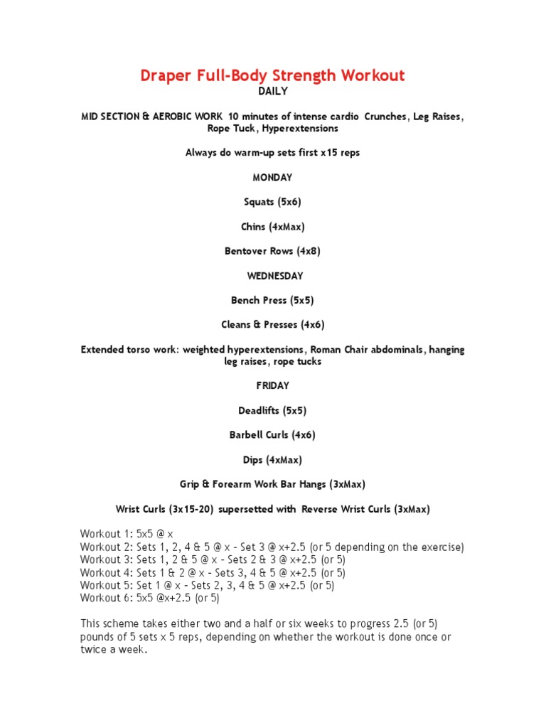 Draper Full-Body Strength Routine | PDF | Cooking, Food & Wine ...