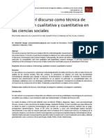 El Análisis Del Discurso Como Técnica de Investigación Cualitativa y Cuantitativa en Las Ciencias Sociales