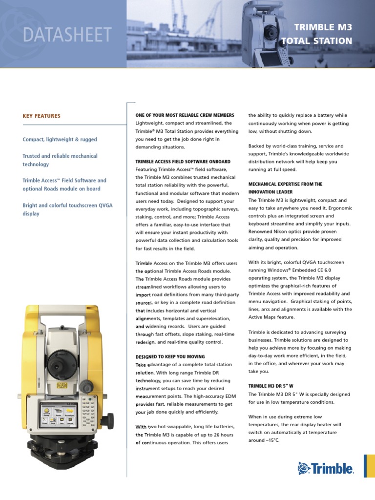 Datasheet Trimble M3 Total Station PDF Touchscreen Science